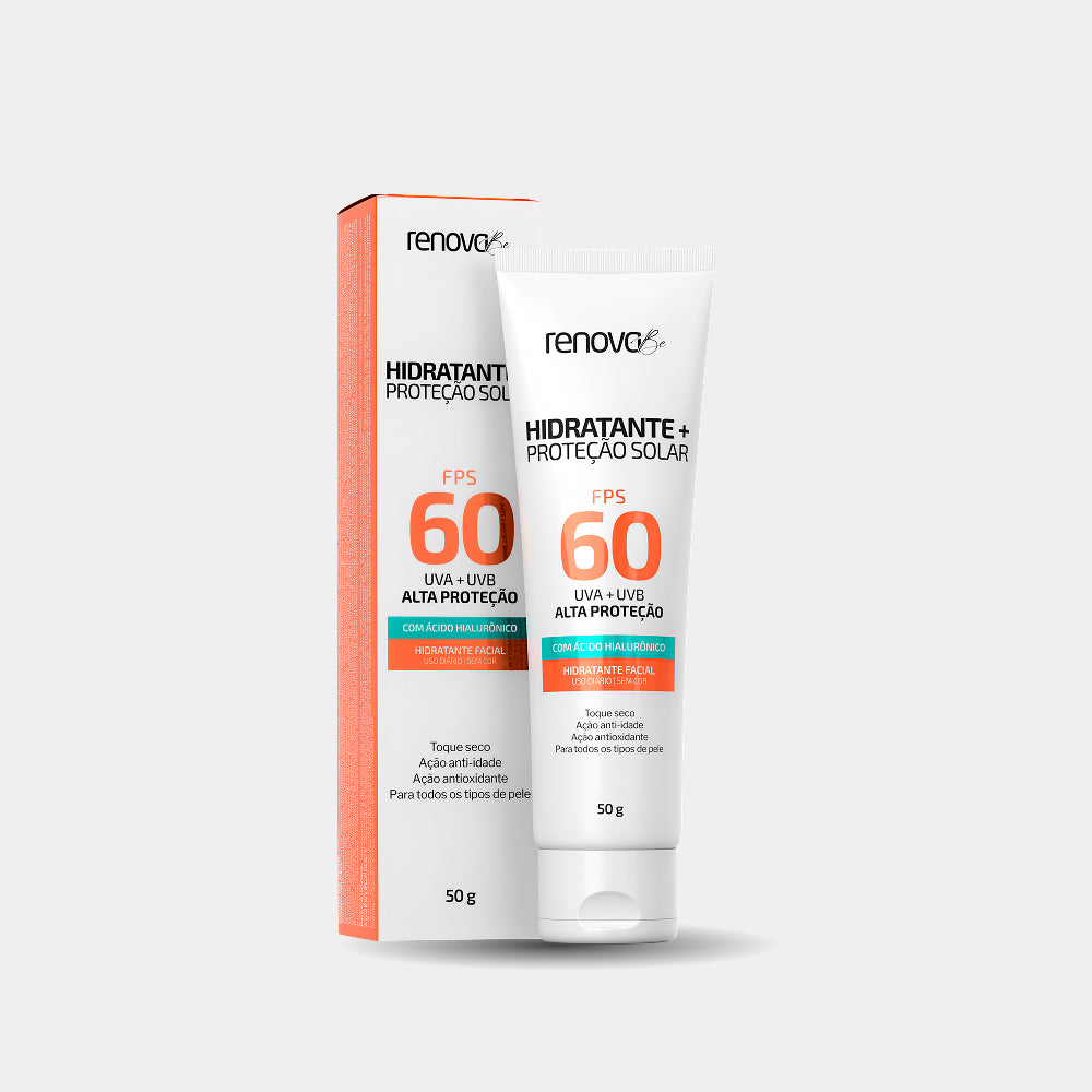 Hidratante Facial + Proteção Solar FPS 60 UVA/UVB Com Ácido Hialurônico